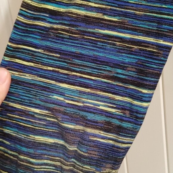Sweet Legs Petite blue green yellow pattern leggings stretchy pants - Picture 3 of 6